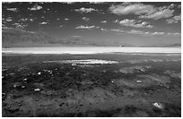 Clouds and pond, Badwater. Death Valley National Park ( black and white)