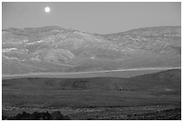Moonrise over the Panamint range. Death Valley National Park, California, USA. (black and white)
