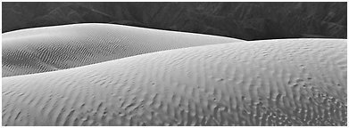 Shimering sand dunes. Death Valley National Park (Panoramic black and white)