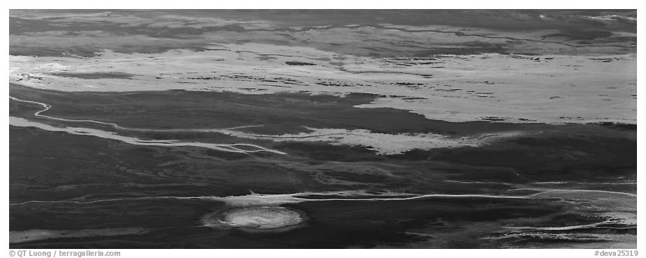 Salt flat seen from above. Death Valley National Park (black and white)