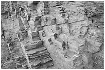 Polyedral rock patterns, Mosaic canyon. Death Valley National Park, California, USA. (black and white)