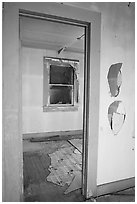 Room inside the cabin of Pete Aguereberry's mining camp. Death Valley National Park ( black and white)