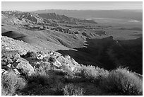 Looking towards the north from Aguereberry point, early morning. Death Valley National Park, California, USA. (black and white)
