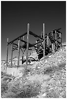 Abandonned Cashier mine, morning. Death Valley National Park, California, USA. (black and white)