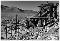Cashier's mine in the Panamint Mountains, morning. Death Valley National Park, California, USA. (black and white)