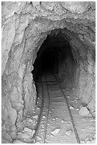 Gallery of Cashier mine, morning. Death Valley National Park, California, USA. (black and white)