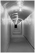 Access tunnel to Furnace Creek Inn by night. Death Valley National Park, California, USA. (black and white)