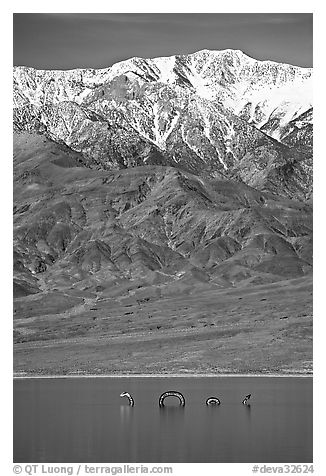 Telescope Peak, seasonal lake with dragon. Death Valley National Park, California, USA.