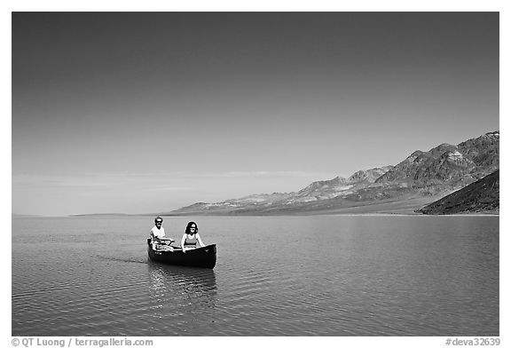 Canoe in Death Valley Lake in March 2005. Death Valley National Park, California, USA.