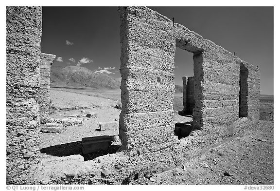 Ruins of Ashford Mill. Death Valley National Park (black and white)