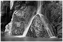 Darwin Falls drops into desert pool. Death Valley National Park, California, USA. (black and white)