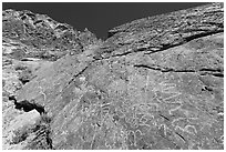 Petroglyphs, Klare Spring, Titus Canyon. Death Valley National Park ( black and white)