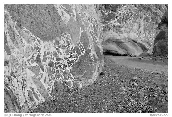 Patterned wall and road, Titus Canyon. Death Valley National Park, California, USA.