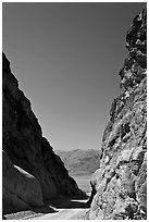 Mouth of Titus Canyon and valley. Death Valley National Park, California, USA. (black and white)