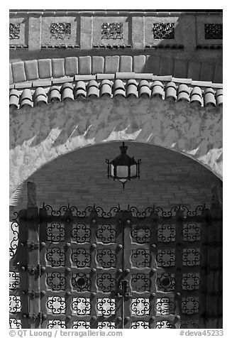 Gate, Scotty's Castle. Death Valley National Park (black and white)