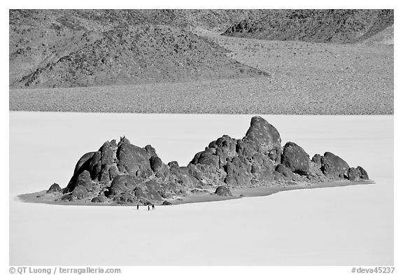 Grandstand and Racetrack playa. Death Valley National Park (black and white)