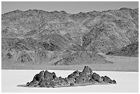 Grandstand and mountains. Death Valley National Park, California, USA. (black and white)