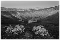 Ubehebe Crater at twilight. Death Valley National Park, California, USA. (black and white)