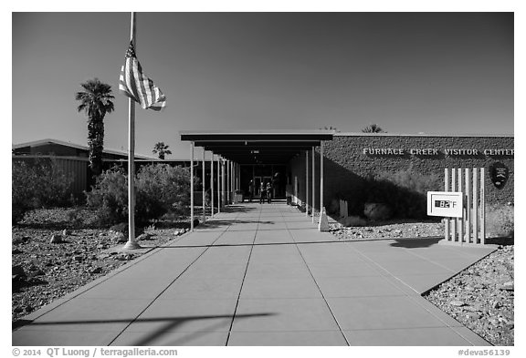 Furnace Creek Visitor Center. Death Valley National Park (black and white)