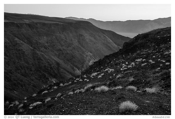 View from Father Crowley Viewpoint at sunrise. Death Valley National Park (black and white)