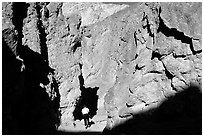 Hiker in Golden Canyon. Death Valley National Park ( black and white)