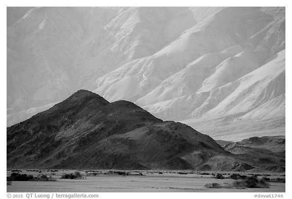 Hill and mountains, Panamint Valley. Death Valley National Park (black and white)