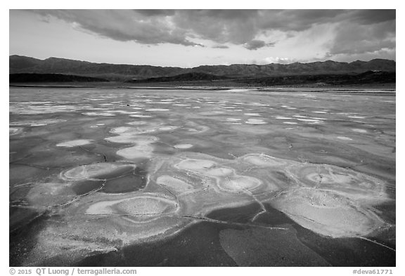 Cottonball Basin at sunset. Death Valley National Park (black and white)