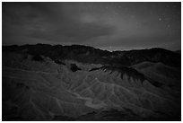 Badlands at night. Death Valley National Park ( black and white)