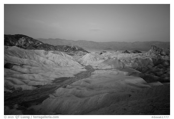 Blue hour, Zabriskie Point. Death Valley National Park (black and white)