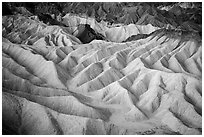 Eroded badlands at dawn, Zabriskie Point. Death Valley National Park ( black and white)