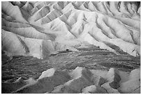 Badlands and wash at dawn, Zabriskie Point. Death Valley National Park ( black and white)