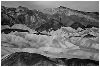 Badlands at dawn, Twenty Mule Team Canyon. Death Valley National Park ( black and white)