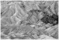 Pastel-colored badlands, Twenty Mule Team Canyon. Death Valley National Park ( black and white)