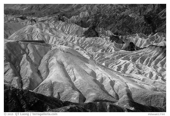 Zabriskie Point observation platform. Death Valley National Park (black and white)