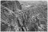 Close view of rock face of Red Cathedral. Death Valley National Park ( black and white)