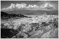 Manly Beacon and badlands near Zabriskie Point. Death Valley National Park ( black and white)