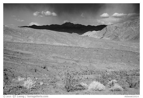 Black Mountains near Jubilee Pass. Death Valley National Park (black and white)