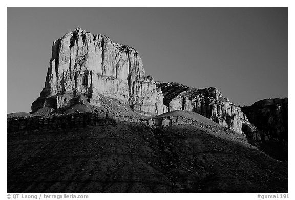 El Capitan from Guadalupe Pass, sunrise. Guadalupe Mountains National Park, Texas, USA.