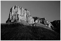 El Capitan from Guadalupe Pass, sunrise. Guadalupe Mountains National Park, Texas, USA. (black and white)