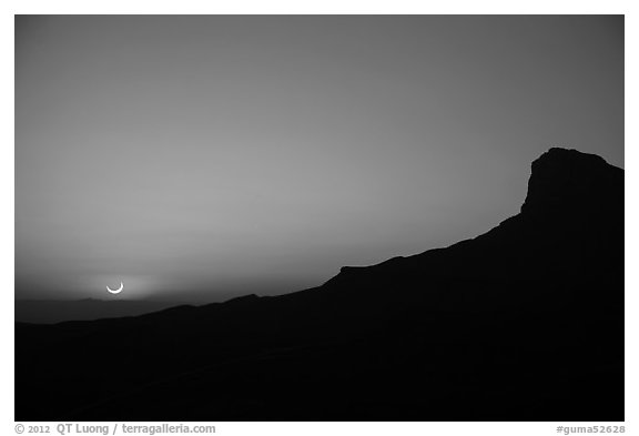 El Capitan, May 20 2012 solar eclipse. Guadalupe Mountains National Park (black and white)