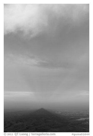 Triangular shadow of Guadalupe Peak and cloud. Guadalupe Mountains National Park (black and white)
