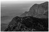 Western ridges of Guadalupe Mountains. Guadalupe Mountains National Park ( black and white)