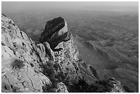 El Capitan from Guadalupe Peak at dusk. Guadalupe Mountains National Park ( black and white)