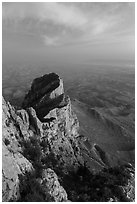 El Capitan backside at dusk. Guadalupe Mountains National Park ( black and white)