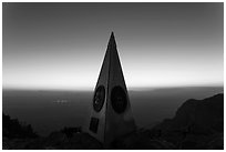 Summit monument at dusk. Guadalupe Mountains National Park ( black and white)