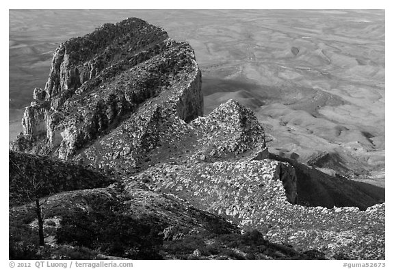 Backside of El Capitan. Guadalupe Mountains National Park (black and white)