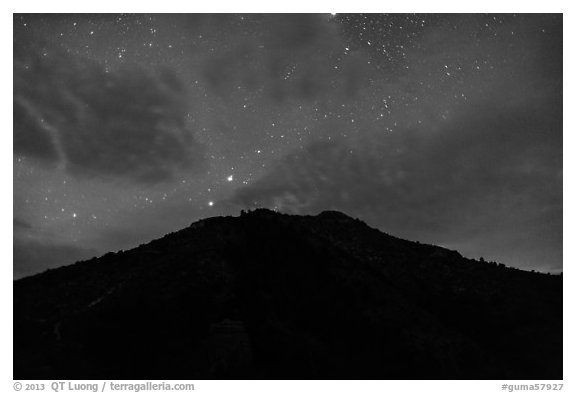 Guadalupe Peak at night. Guadalupe Mountains National Park (black and white)