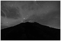 Guadalupe Peak at night. Guadalupe Mountains National Park ( black and white)