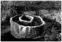 Water reservoir near Barker Dam. Joshua Tree National Park, California, USA. (black and white)