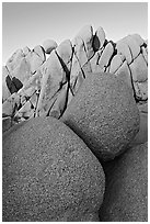 Boulders, Jumbo Rocks campground, sunset. Joshua Tree National Park ( black and white)